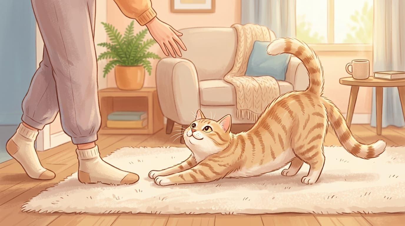 Warum sich deine Katze streckt, wenn sie dich sieht (und was sie dir wirklich sagen will)