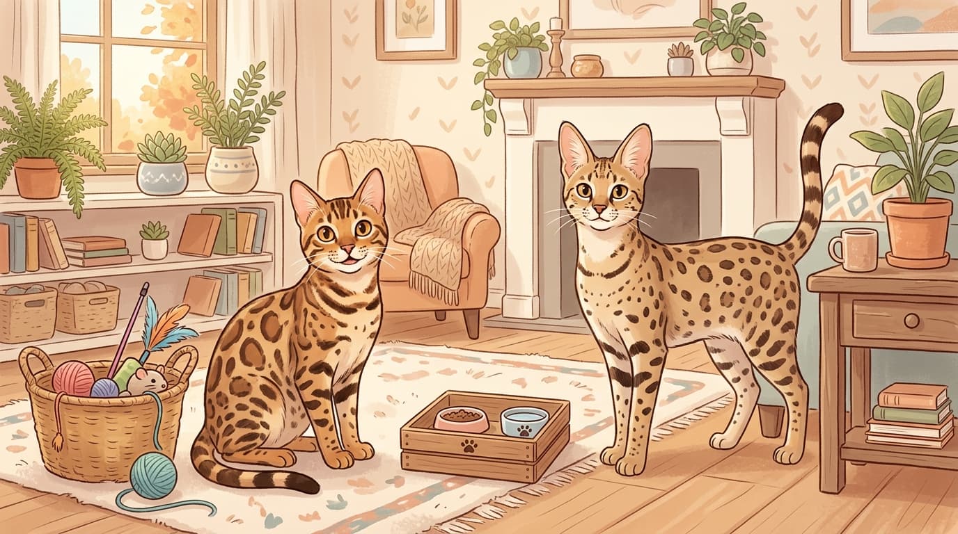 Bengal vs. Savannah: diferenças de personalidade, tamanho e cuidados que realmente importam